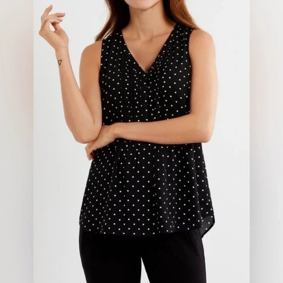 A Pea in the Pod - Black Polka Dot Sleeveless Top - Size L - New - Picture 2 of 7